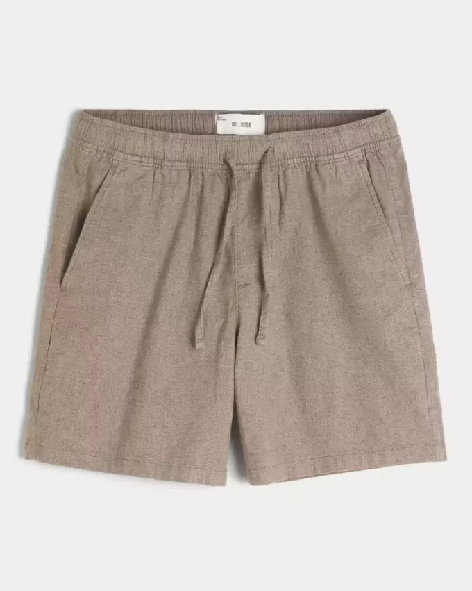 Shorts aus Leinenmischung über dem Knie