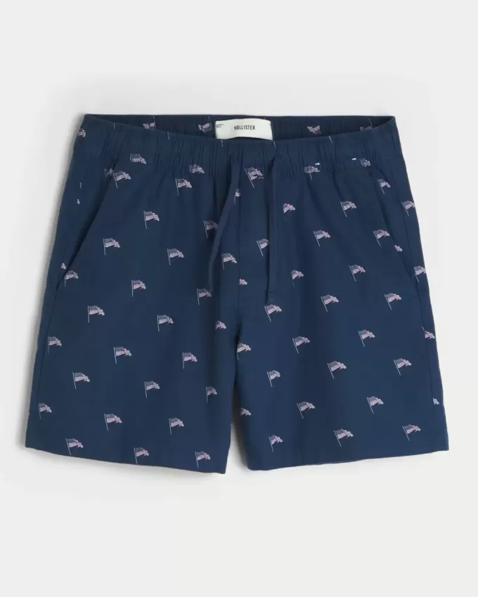 Shorts zum Überziehen mit amerikanischem Flaggenmuster bis zur Mitte des Oberschenkels Shorts zum Überziehen mit amerikanischem Flaggenmuster bis zur Mitte des Oberschenkels