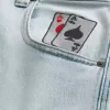 Skater-Baggy-Jeans mit Spielkarten-Grafik in heller Waschung Skater-Baggy-Jeans mit Spielkarten-Grafik in heller Waschung