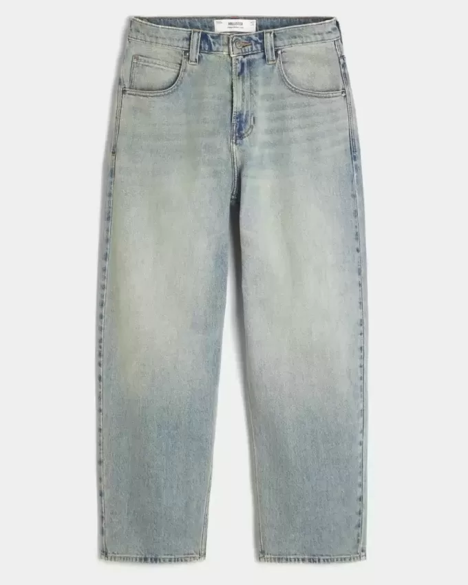Skater-Baggy-Jeans mit Würfelstickerei in heller Waschung Skater-Baggy-Jeans mit Würfelstickerei in heller Waschung