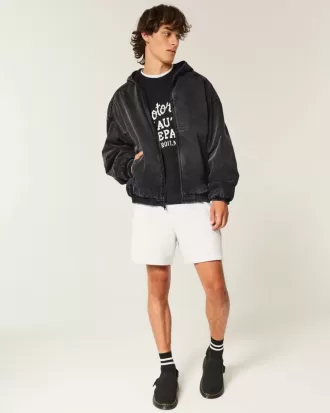 Skaterjacke aus verwaschenem schwarzem Denim