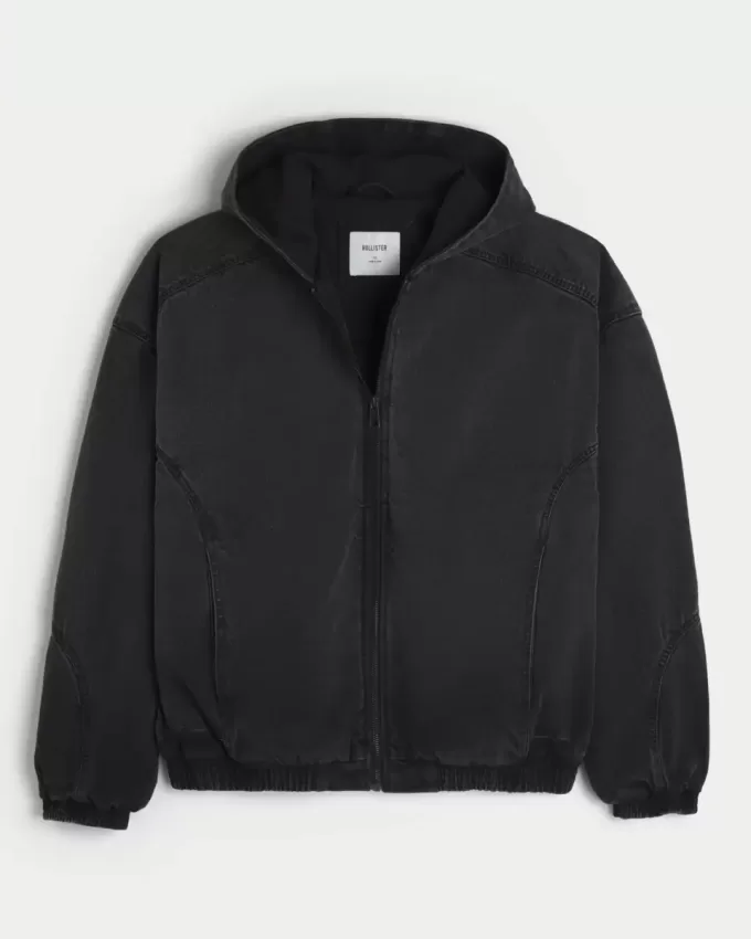 Skaterjacke aus verwaschenem schwarzem Denim Skaterjacke aus verwaschenem schwarzem Denim