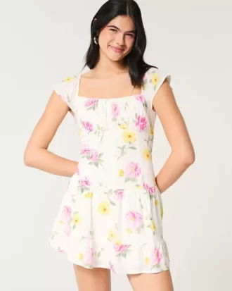 Skort-Kleid mit Flatterärmeln