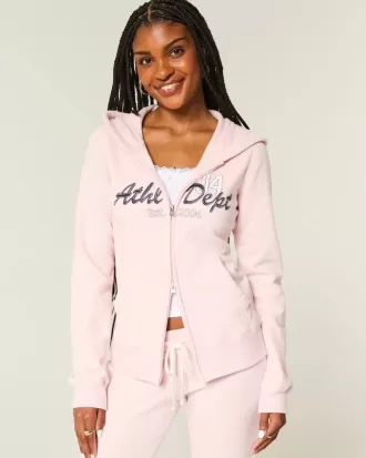 Slim Athletic Dept – Kapuzenpullover mit Grafik und Reißverschluss
