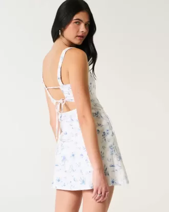 Strukturiertes Minikleid aus Leinenmischung
