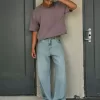 Super Baggy-Jeans mit Astronauten-Grafik in heller Waschung Super Baggy-Jeans mit Astronauten-Grafik in heller Waschung