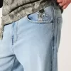 Super Baggy-Jeans mit Astronauten-Grafik in heller Waschung Super Baggy-Jeans mit Astronauten-Grafik in heller Waschung