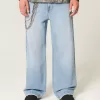 Super Baggy-Jeans mit Astronauten-Grafik in heller Waschung Super Baggy-Jeans mit Astronauten-Grafik in heller Waschung