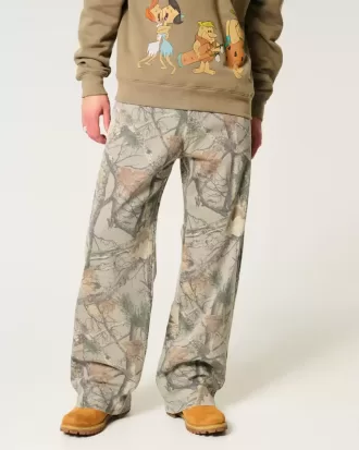 Super Baggy-Jeans mit Camouflage-Muster