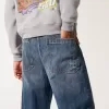 Super Baggy-Jeans mit Logo-Stickerei in dunkler Waschung