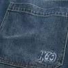 Super Baggy-Jeans mit Logo-Stickerei in dunkler Waschung