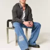 Super Baggy-Jeans mit NYC-Grafik in mittlerer Waschung Super Baggy-Jeans mit NYC-Grafik in mittlerer Waschung