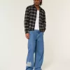 Super Baggy-Jeans mit NYC-Grafik in mittlerer Waschung Super Baggy-Jeans mit NYC-Grafik in mittlerer Waschung