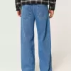 Super Baggy-Jeans mit NYC-Grafik in mittlerer Waschung Super Baggy-Jeans mit NYC-Grafik in mittlerer Waschung