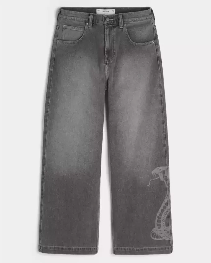 Super Baggy-Jeans mit Schlangengrafik Super Baggy-Jeans mit Schlangengrafik