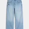 Super Baggy-Jeans mit Spider-Grafik in heller Waschung Super Baggy-Jeans mit Spider-Grafik in heller Waschung