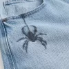 Super Baggy-Jeans mit Spider-Grafik in heller Waschung Super Baggy-Jeans mit Spider-Grafik in heller Waschung