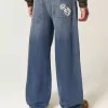 Super Baggy-Jeans mit Würfel-Grafik in dunkler Waschung Super Baggy-Jeans mit Würfel-Grafik in dunkler Waschung