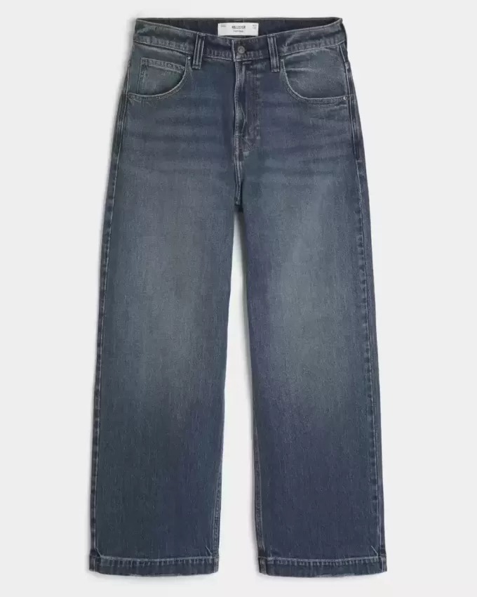 Super Baggy-Jeans mit Würfel-Grafik in dunkler Waschung Super Baggy-Jeans mit Würfel-Grafik in dunkler Waschung