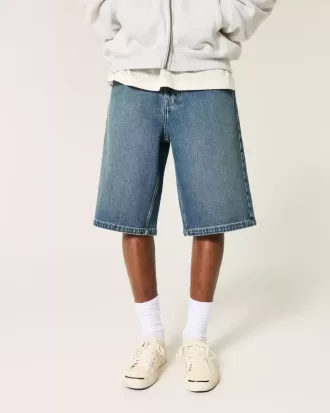 Super Baggy-Jeansshorts in dunkler Waschung unterhalb des Knies