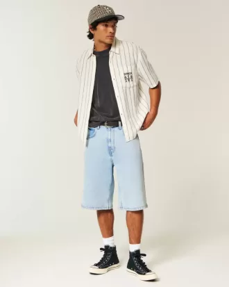 Super Baggy-Jeansshorts in heller Waschung