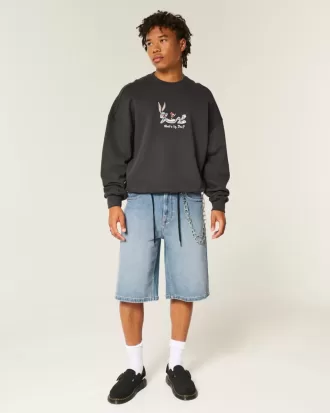 Super Baggy-Jeansshorts in mittlerer Waschung Super Baggy-Jeansshorts in mittlerer Waschung
