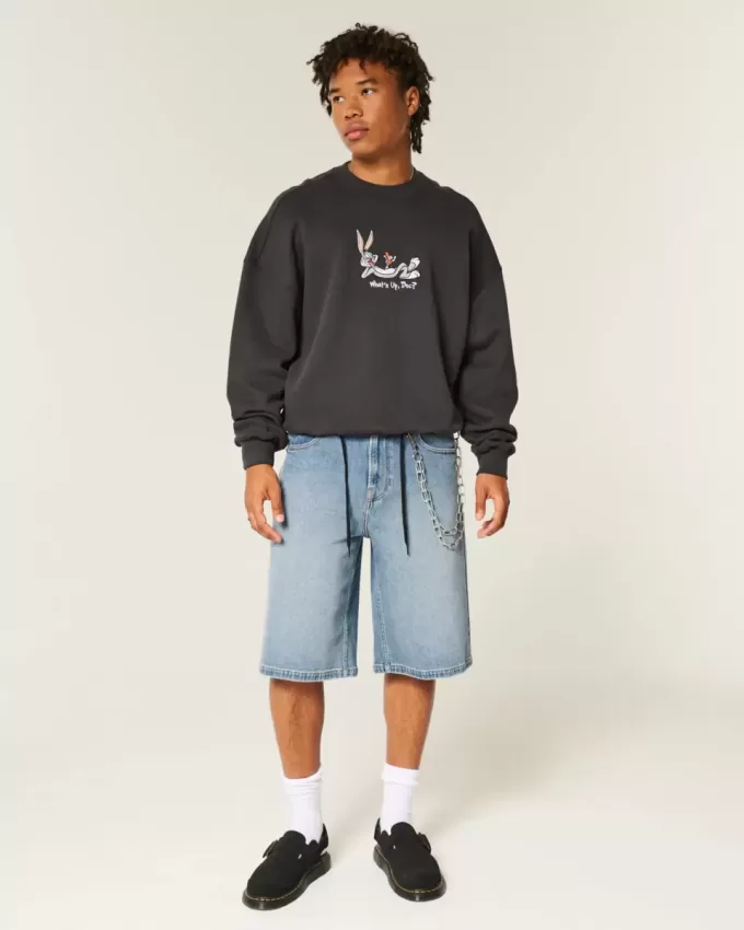 Super Baggy-Jeansshorts in mittlerer Waschung Super Baggy-Jeansshorts in mittlerer Waschung