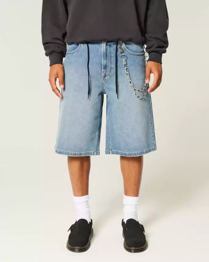 Super Baggy-Jeansshorts in mittlerer Waschung Super Baggy-Jeansshorts in mittlerer Waschung