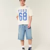 Super Baggy-Jeansshorts mit mittlerer Waschung unterhalb des Knies Super Baggy-Jeansshorts mit mittlerer Waschung unterhalb des Knies