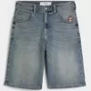 Super Baggy-Jeansshorts mit Taz-Grafik in mittlerer Waschung