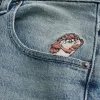 Super Baggy-Jeansshorts mit Taz-Grafik in mittlerer Waschung