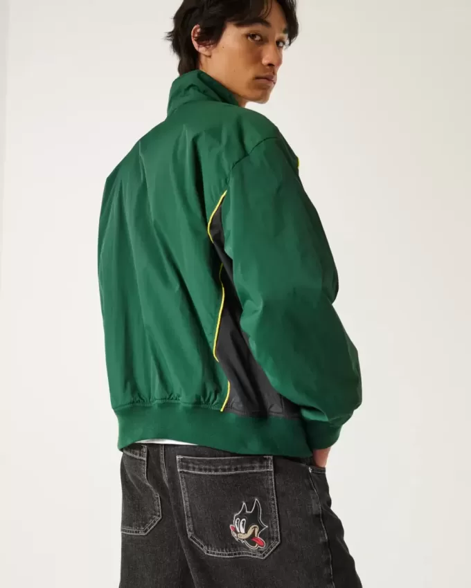 Super Baggy-Jeansshorts mit verwaschenem schwarzen Katzen-Print