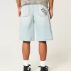 Super Baggy-Jeansshorts mit Würfelgrafik in heller Waschung Super Baggy-Jeansshorts mit Würfelgrafik in heller Waschung