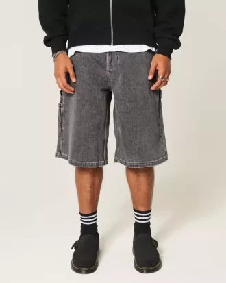 Super Baggy-Malershorts aus Denim mit Flammengrafik