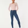 Superenge Jeans mit hoher Taille und dunkler Waschung Superenge Jeans mit hoher Taille und dunkler Waschung