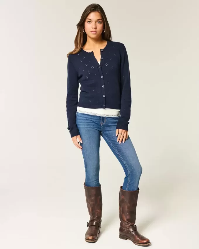 Superenge Jeans mit hoher Taille und dunkler Waschung Superenge Jeans mit hoher Taille und dunkler Waschung