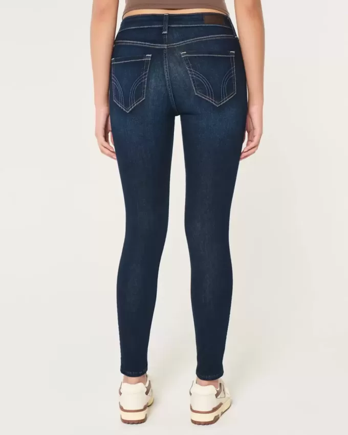 Superenge Jeans mit hoher Taille und dunkler Waschung
