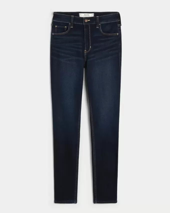 Superenge Jeans mit hoher Taille und dunkler Waschung