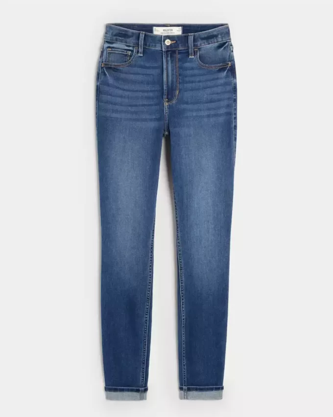 Superenge Jeans mit hoher Taille und dunkler Waschung Superenge Jeans mit hoher Taille und dunkler Waschung