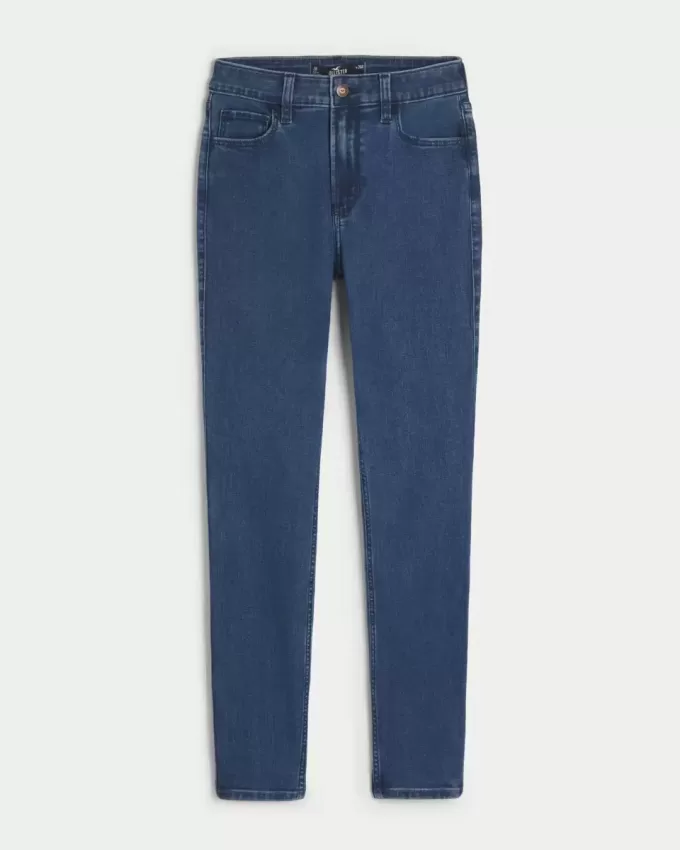 Superenge Jeans mit hoher Taille und dunkler Waschung Superenge Jeans mit hoher Taille und dunkler Waschung