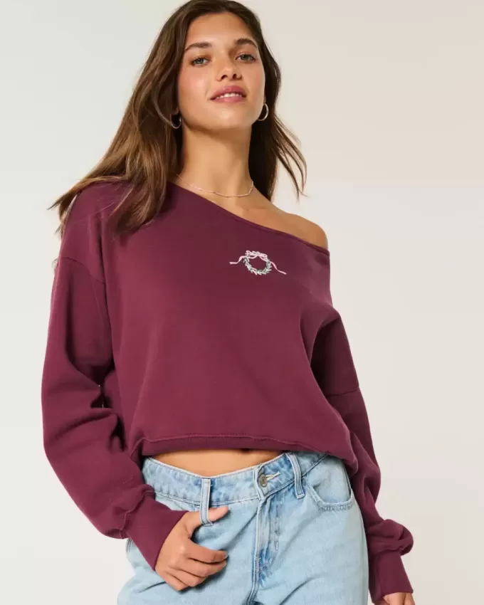 Sweatshirt mit Mini-Kranz-Grafik Sweatshirt mit Mini-Kranz-Grafik