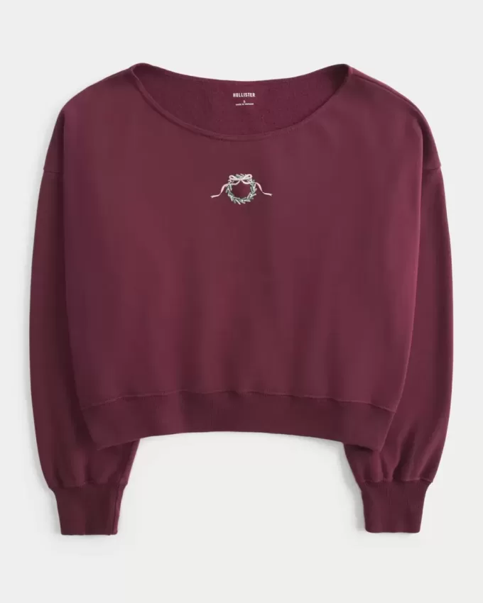 Sweatshirt mit Mini-Kranz-Grafik Sweatshirt mit Mini-Kranz-Grafik