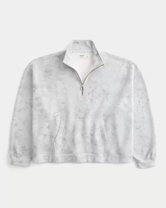 Sweatshirt mit rechteckiger Passform und Viertelreißverschluss Sweatshirt mit rechteckiger Passform und Viertelreißverschluss