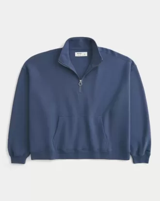 Sweatshirt mit rechteckiger Passform und Viertelreißverschluss