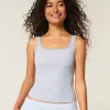 Tanktop mit eckigem Ausschnitt aus geripptem, nahtlosem Stoff Tanktop mit eckigem Ausschnitt aus geripptem, nahtlosem Stoff