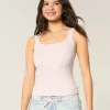 Tanktop mit eckigem Ausschnitt aus geripptem, nahtlosem Stoff Tanktop mit eckigem Ausschnitt aus geripptem, nahtlosem Stoff