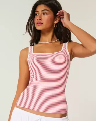 Tanktop mit eckigem Ausschnitt aus geripptem, nahtlosem Stoff