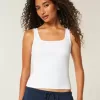 Tanktop mit eckigem Ausschnitt aus geripptem, nahtlosem Stoff Tanktop mit eckigem Ausschnitt aus geripptem, nahtlosem Stoff