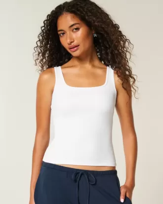 Tanktop mit eckigem Ausschnitt aus geripptem, nahtlosem Stoff