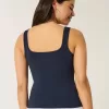 Tanktop mit eckigem Ausschnitt aus geripptem, nahtlosem Stoff Tanktop mit eckigem Ausschnitt aus geripptem, nahtlosem Stoff